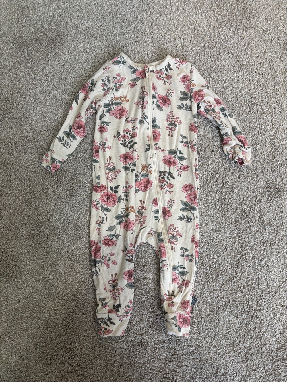 Modern Moments Floral Zip-Front Kids One-Piece in Cream and Pink